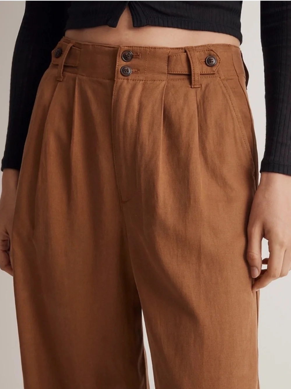 Madewell Harlow High Rise Wide Leg Trouser Pants in Acorn / Warm Brown Size 4 - Picture 4 of 16